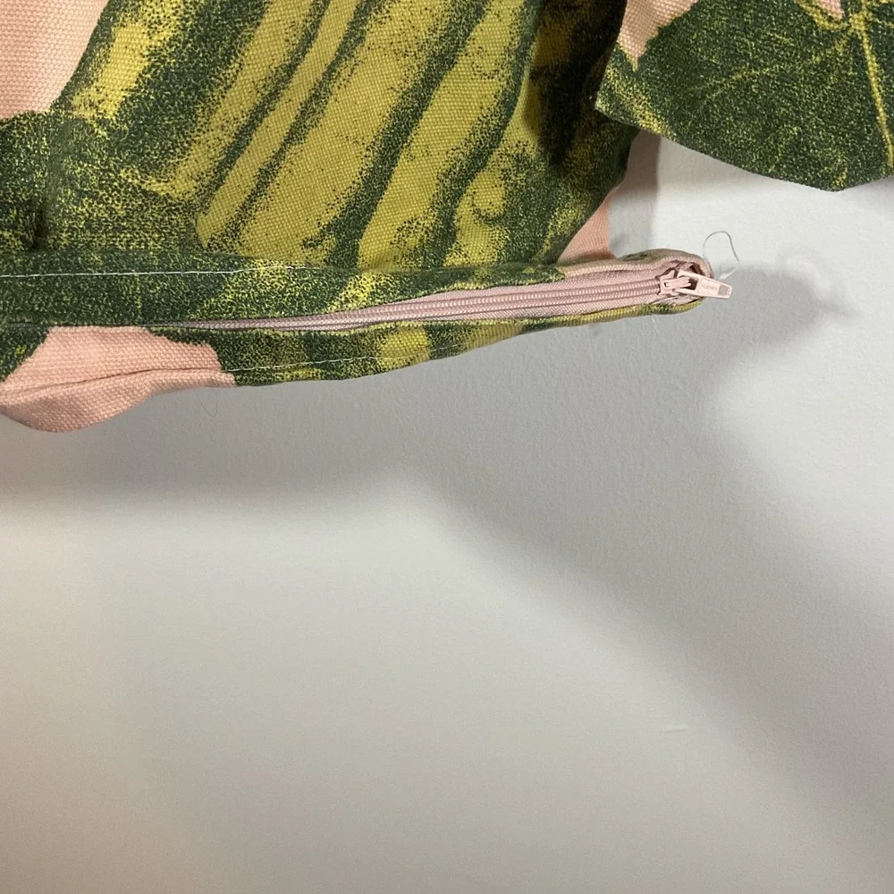 IKEA PARKSALLAT Set of 2 Pink Green Gourd Botanical Cotton Pillow Covers 20x20